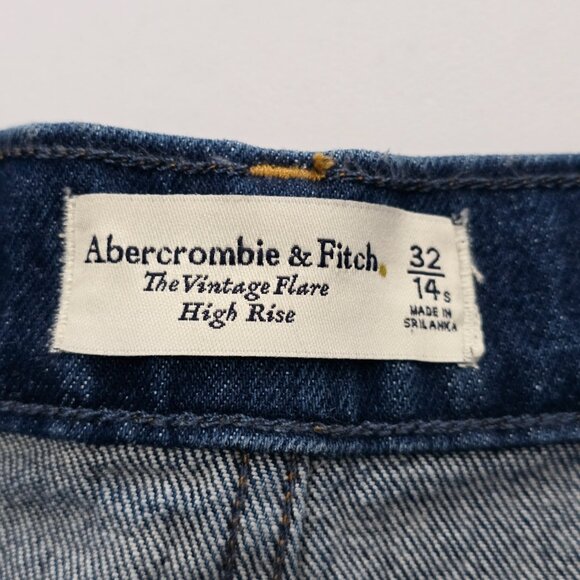 Abercrombie & Fitch High Rise Flare Jeans 32 Blue  Dark Wash NWT - Picture 5 of 7